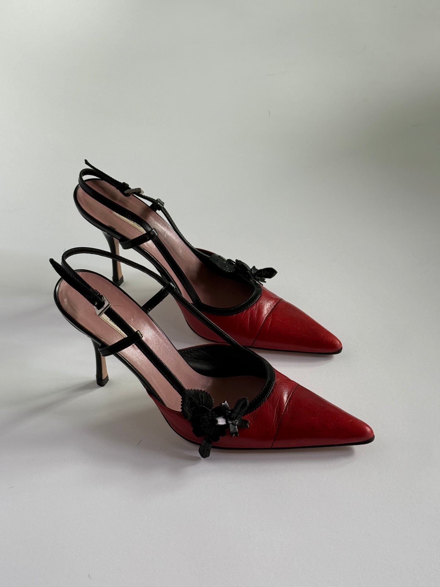 Prada Floral Accent Red Slingbacks (IT36 / US5.5-6)