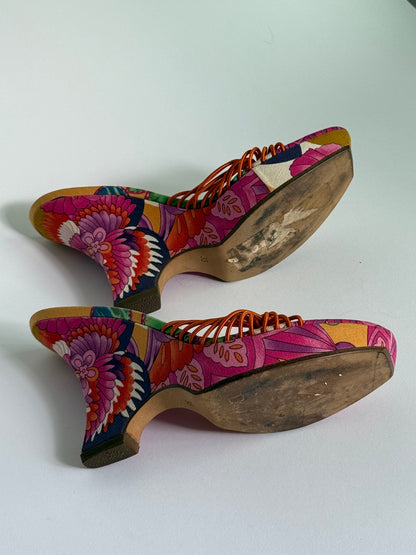 Christian Dior SS2003 Tropical Print Wedges (IT38 / US7-7.5)
