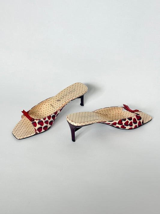 Prada SS2000 Red Heart Bow Slides (IT37 / US7-7.5)
