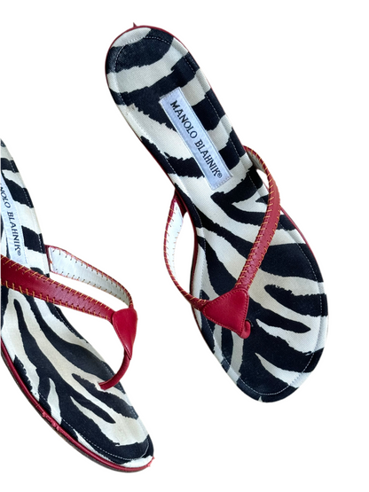 Manolo Blahnik Zebra Print Sandals (IT38.5 / US7.5)