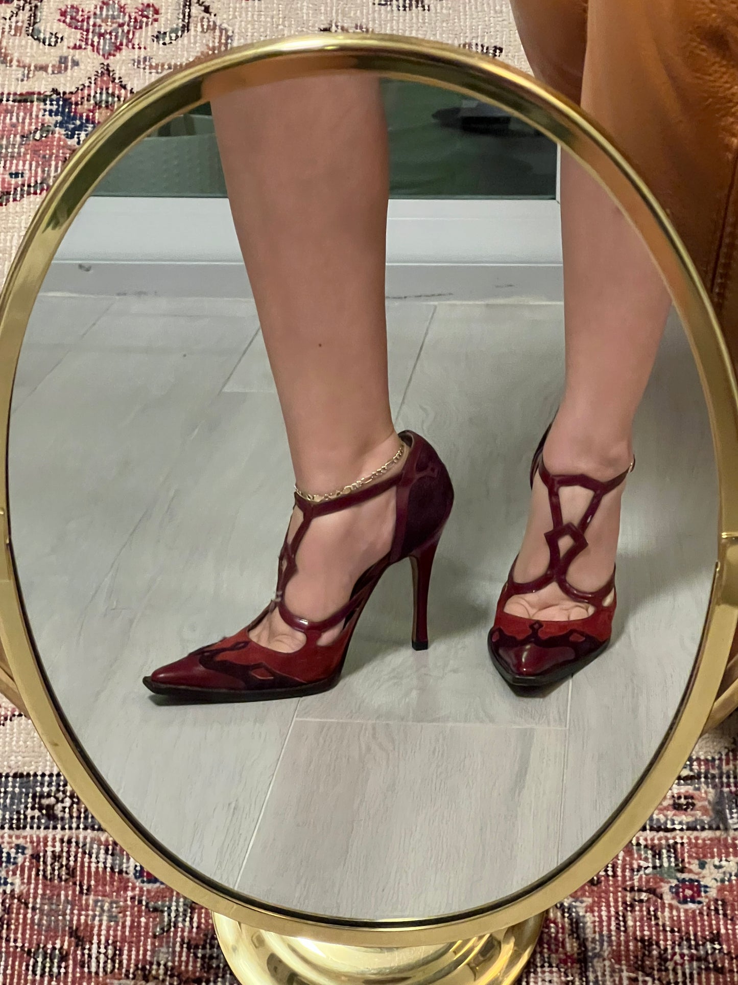 Dolce & Gabbana (2000s) Western Red T Strap Heels