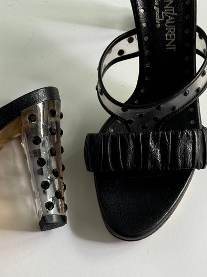 FW2003 Yves Saint Laurent Black Crystal Embellishment Slides (IT36 / US6-6.5)