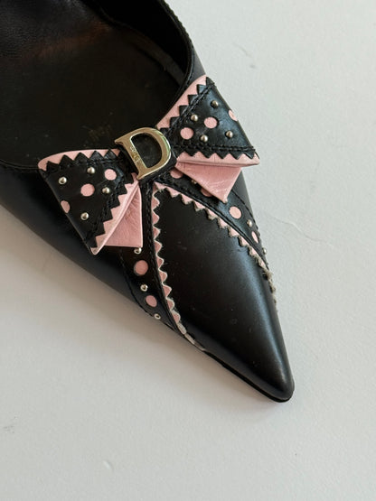 Christian Dior Pink Bow Leather Pumps (IT38 / US8-8.5)