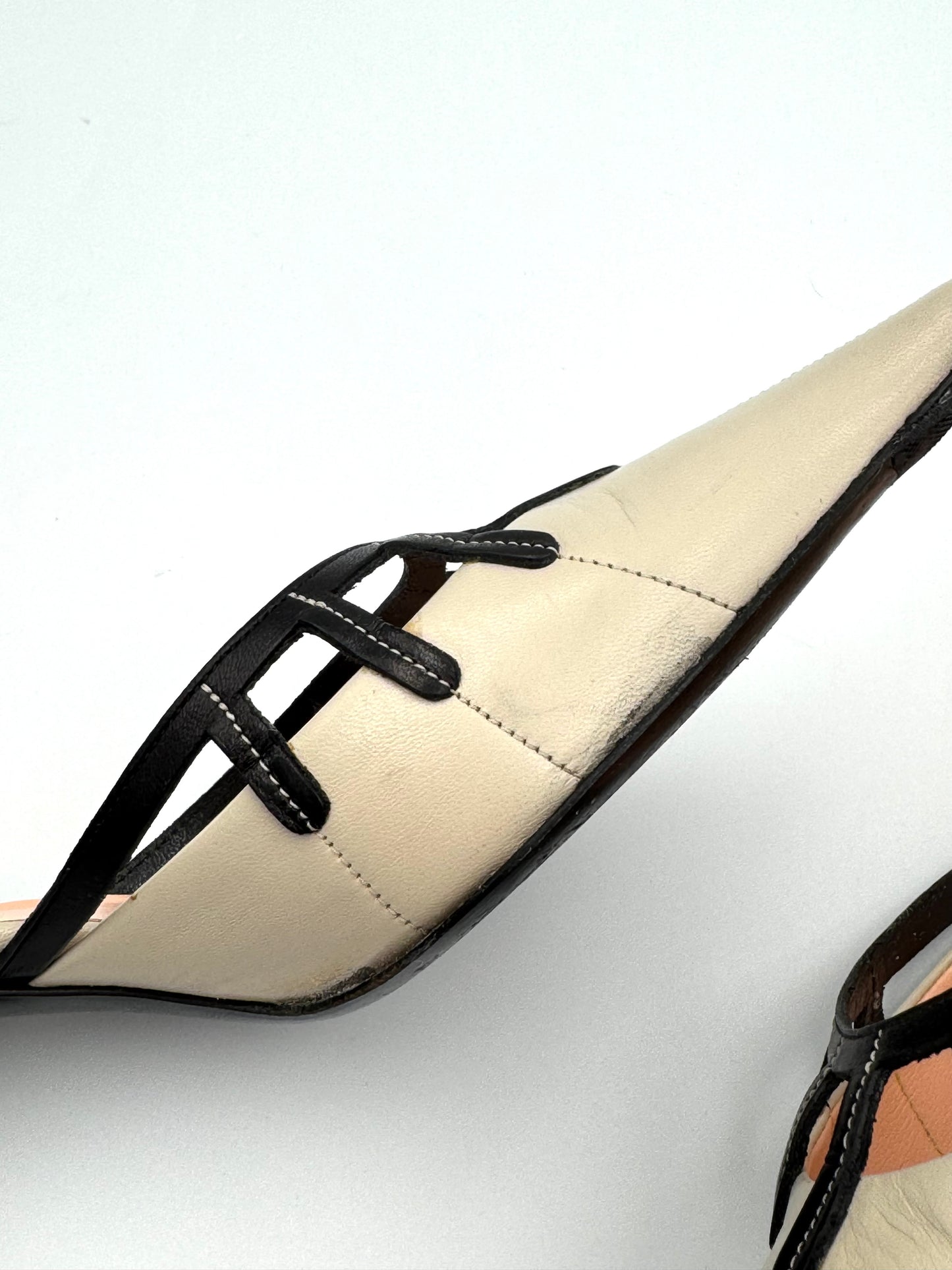 Prada Cutout Beige Leather Mules (IT35.5 / US5-5.5)