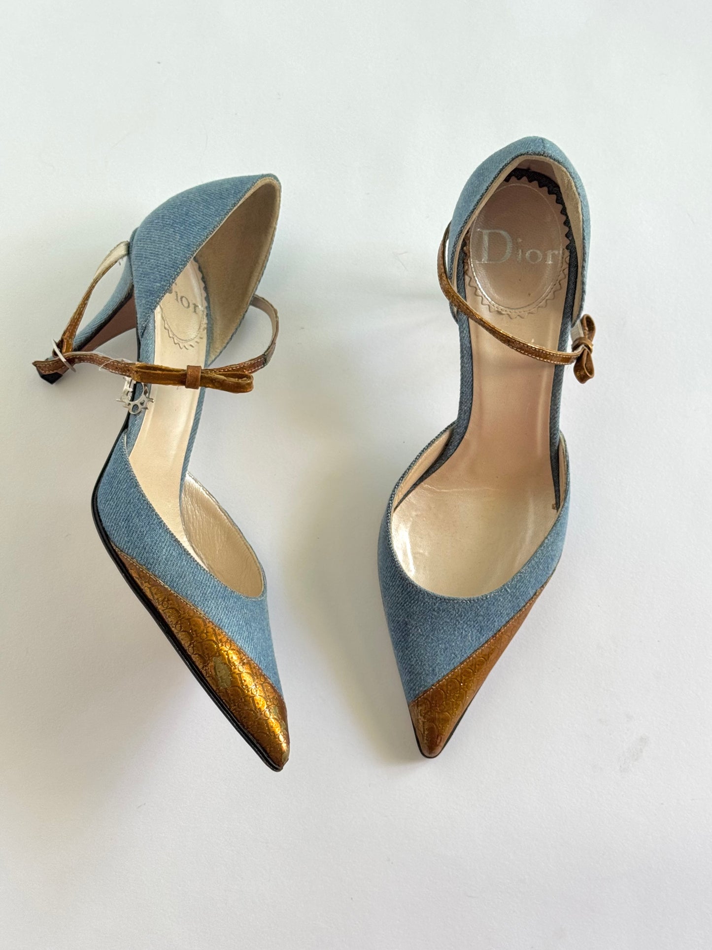 Christian Dior Denim Metallic D’Orsay Pumps (IT36 / US6-6.5)