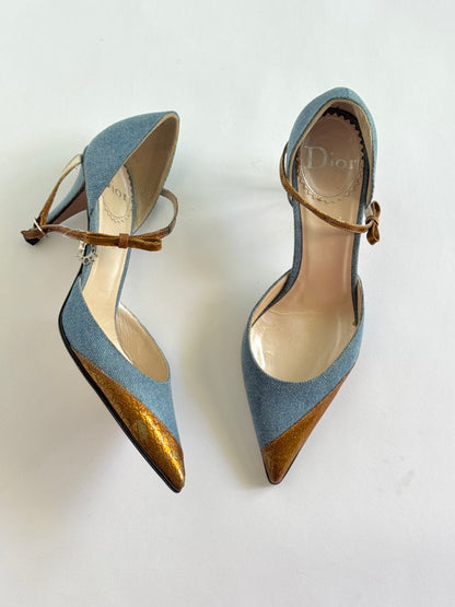 Christian Dior Denim Metallic D’Orsay Pumps (IT36 / US6-6.5)