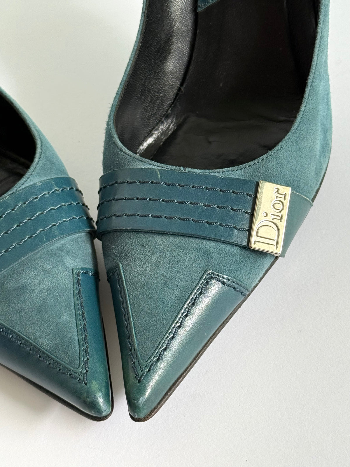 Christian Dior Teal Suede Whipstitch Trim Pumps (IT39.5 / US8.5-9)