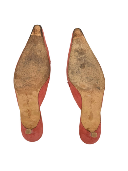 Vintage Manolo Blahnik Coral Suede Mules (IT39 / US7-7.5)