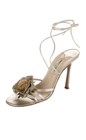 Vintage Jimmy Choo Metallic + Golden Wrap-Around Sandals (IT39 / US8-8.5)