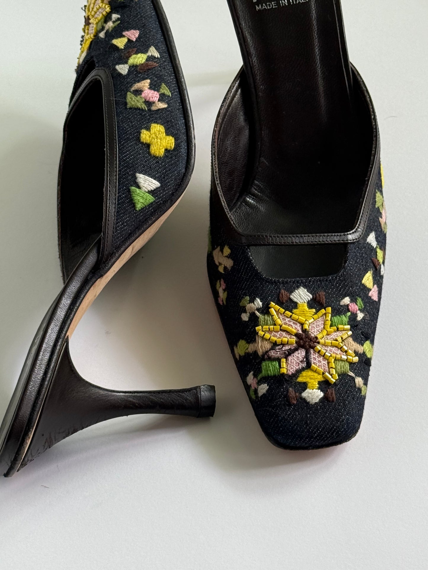 Fendi Embroidered Denim Mules (IT38.5 / US8-8.5)