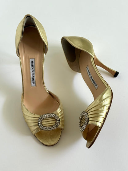 Manolo Blahnik Metallic D’Orsay Pumps (IT41 / US11.5-12)