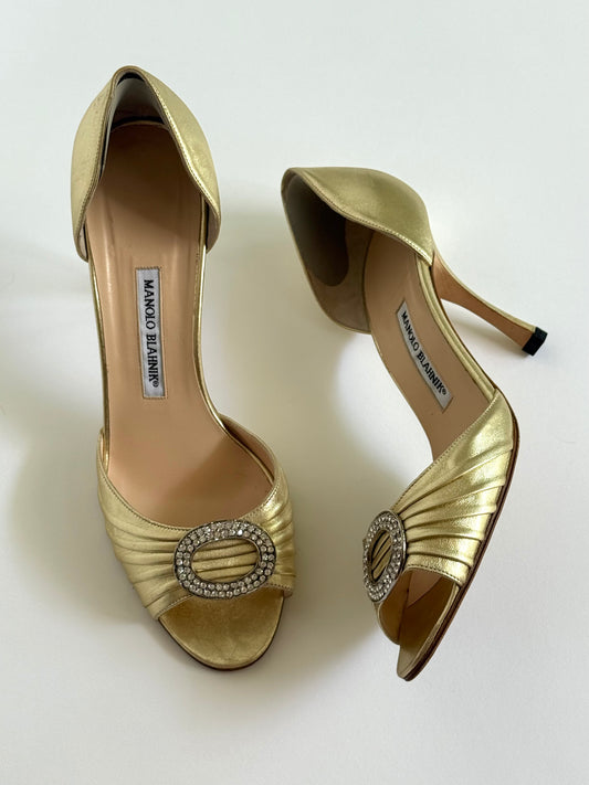 Manolo Blahnik Metallic D’Orsay Pumps (IT41 / US11.5-12)