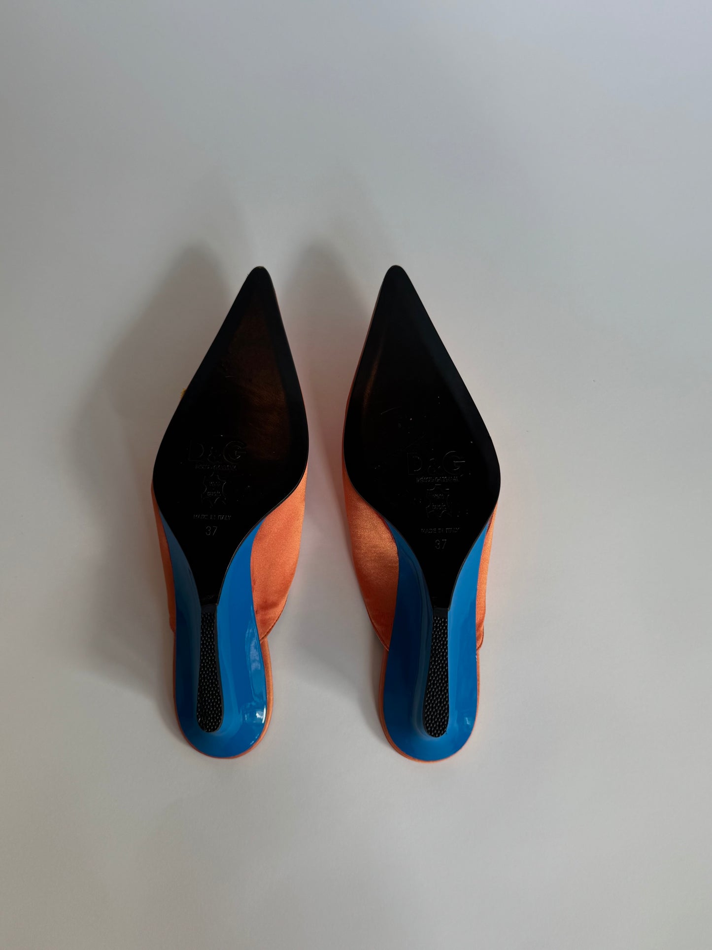 D&G Orange Satin Beaded Butterfly Mules (IT37 / US5.5-6)