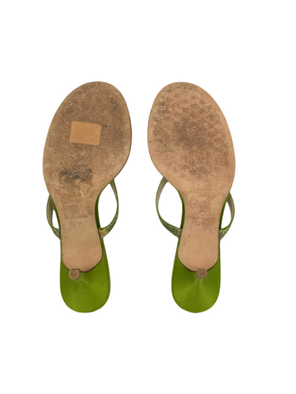 Jimmy Choo Green Satin Sandals (IT37.5 / US6-6.5)