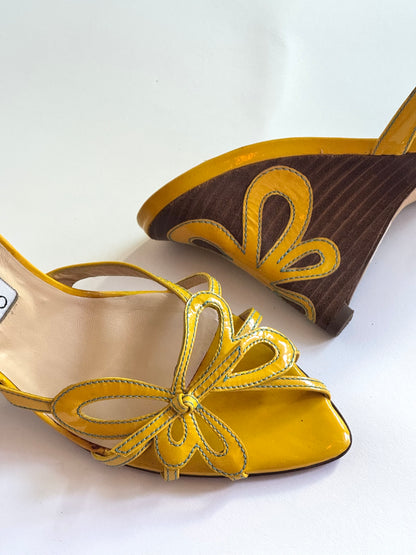 Jimmy Choo Yellow Butterfly Wedges (IT39.5 / US8.5-9)