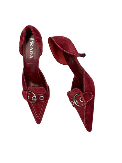 2002 Prada Burgundy Suede D’Orsay Heels (IT41 / US9.5-10)