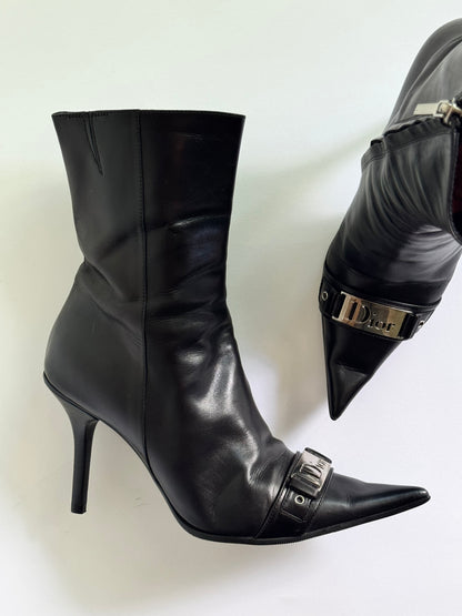 Christian Dior Black Leather Ankle Boots (IT37 / US7-7.5)