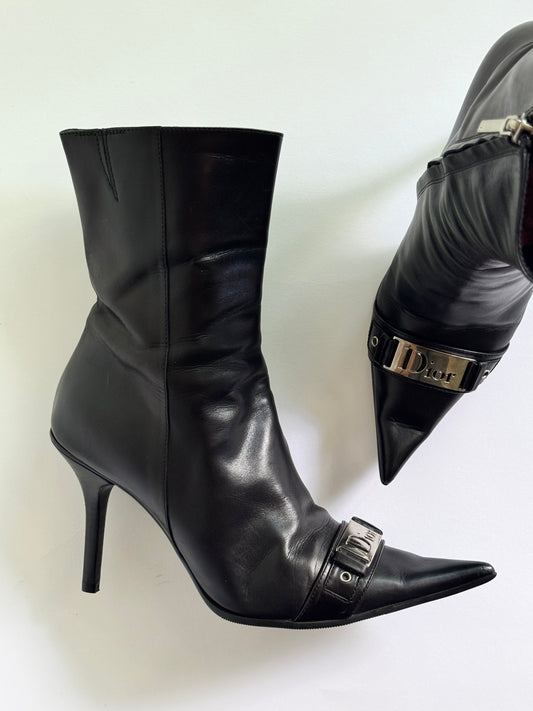 Christian Dior Black Leather Ankle Boots (IT37 / US7-7.5)