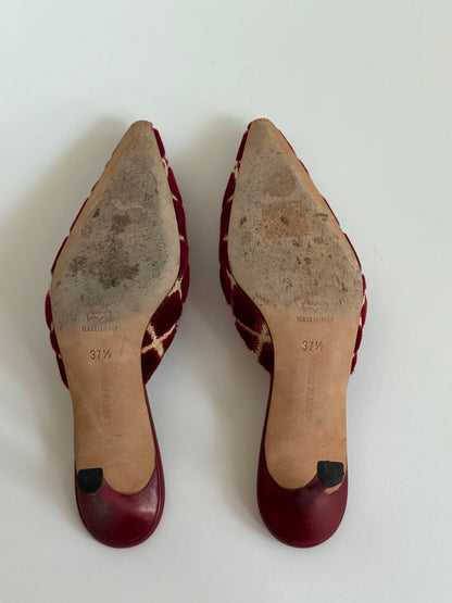 Manolo Blahnik Velvet Printed Mules (IT37 / US6-6.5)
