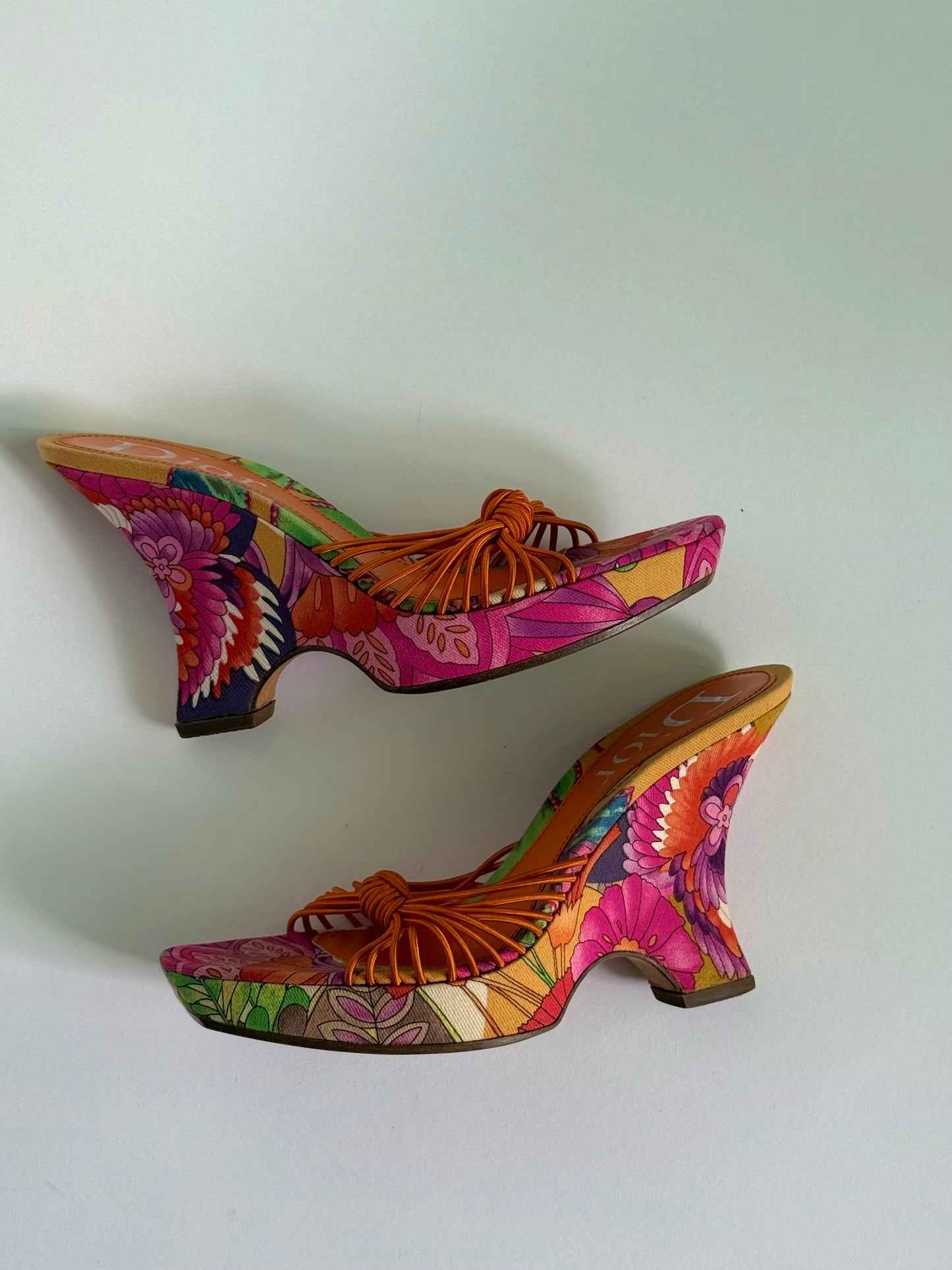 Christian Dior SS2003 Tropical Print Wedges (IT38 / US7-7.5)