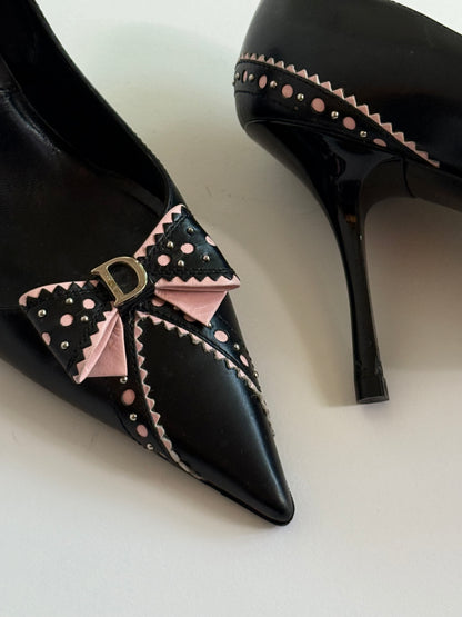 Christian Dior Pink Bow Leather Pumps (IT38 / US8-8.5)