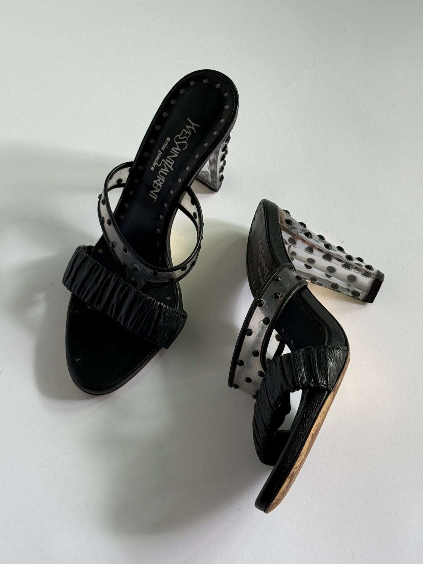 FW2003 Yves Saint Laurent Black Crystal Embellishment Slides (IT36 / US6-6.5)