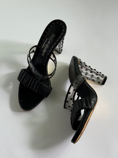 FW2003 Yves Saint Laurent Black Crystal Embellishment Slides (IT36 / US6-6.5)