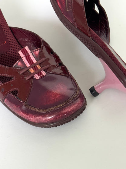 90’s Miu Miu Burgundy Leather Mules (IT36 / US6-6.5)