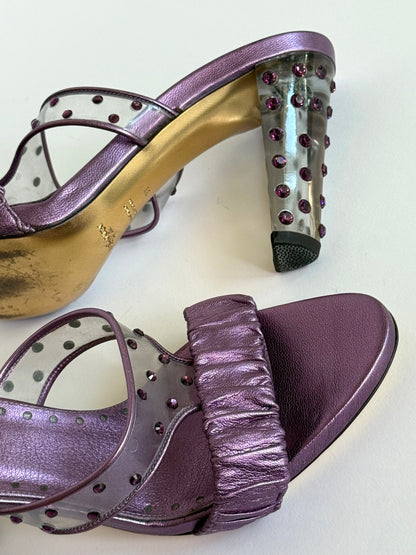 FW2003 Yves Saint Laurent Purple Crystal Embellishment Slides (IT39 / US8-8.5)