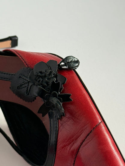 Prada Floral Accent Red Slingbacks (IT36 / US5.5-6)
